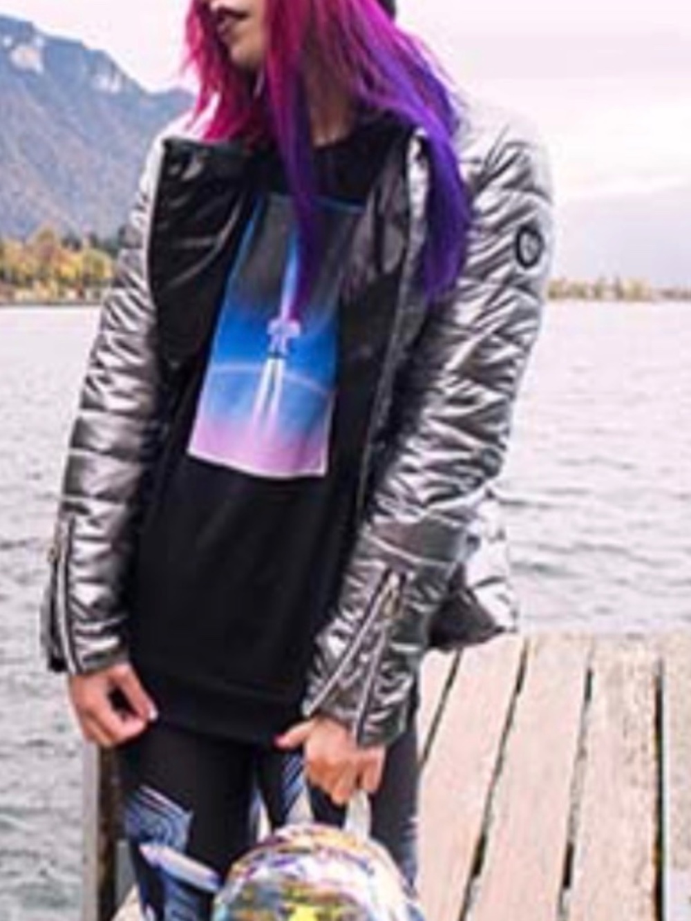 Silver space age futuristic puffer coat winter jacket size S Cato metallic parka